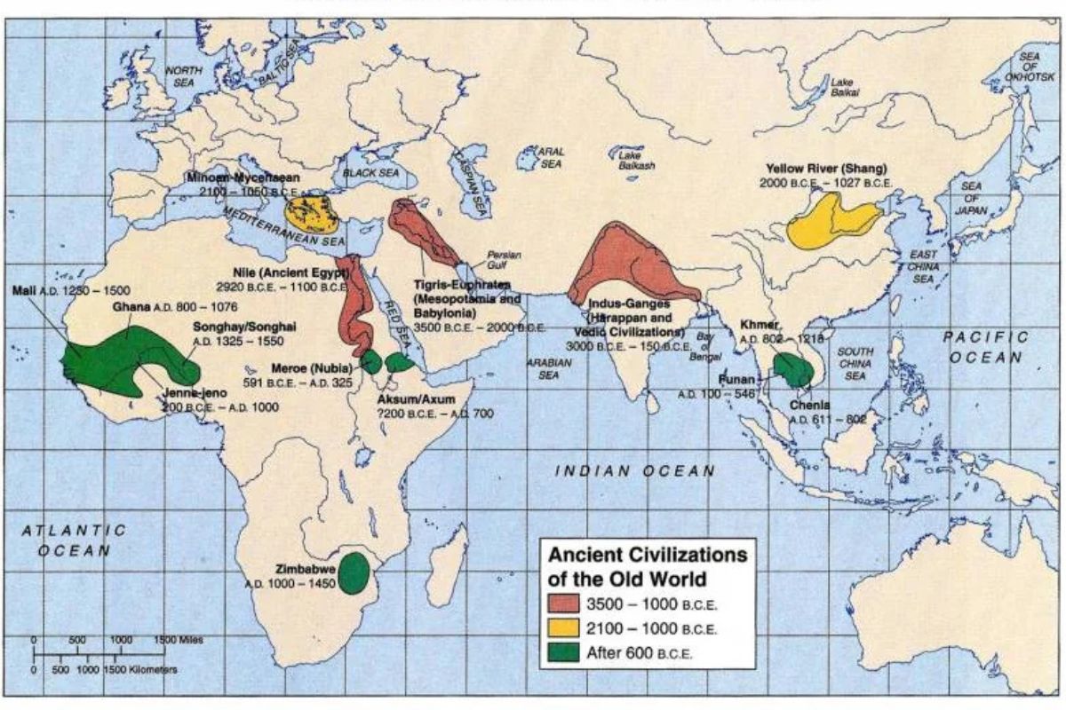 mappa delle Civiltà più antiche del mondo