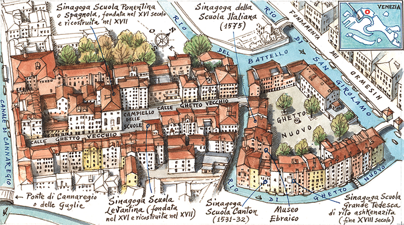 mappa ghetto ebraico di Venezia