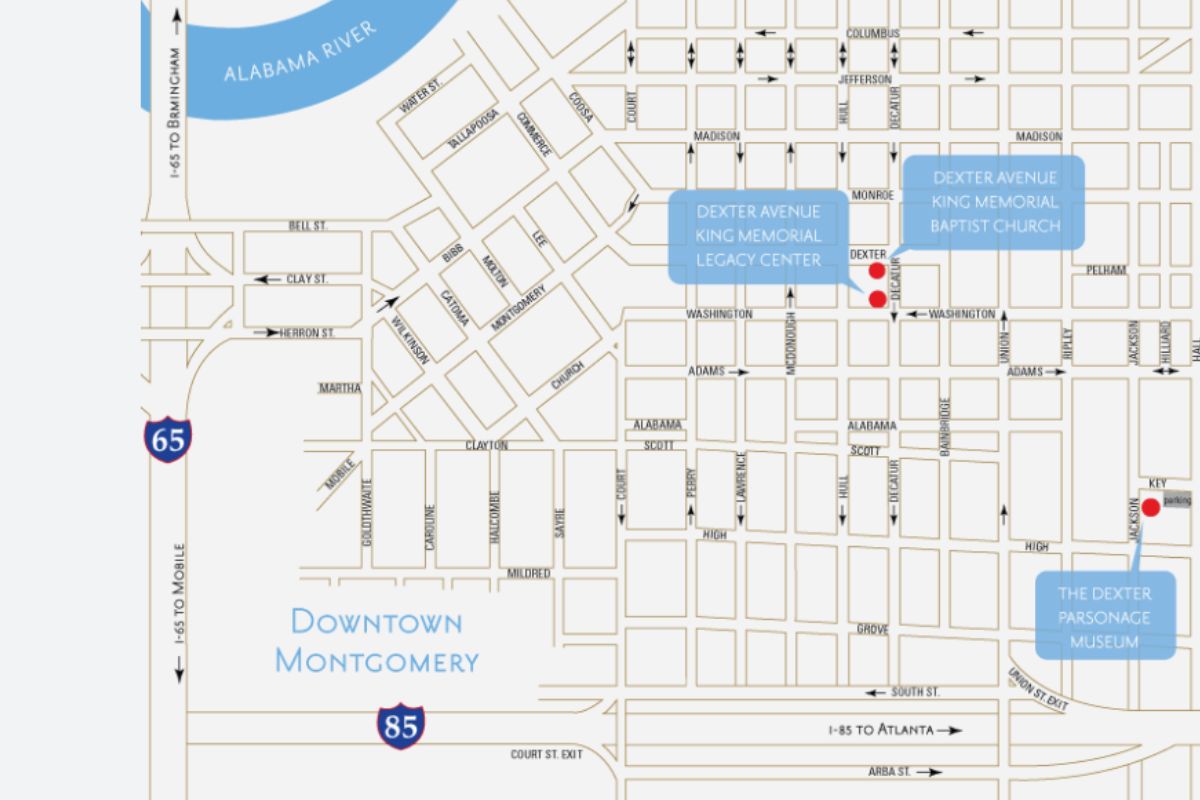 Mappa della chiesa battista di Dexter Avenue 