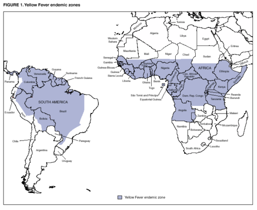 Distribuzione geografica della febbre gialla