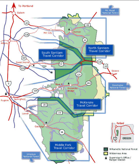 Willamette National Forest mappa